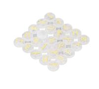 ACOGEDO Engraved Rune Stone Set with Gold Inscriptions for Meditation and Yoga - 25 Pieces Round Symbol Stones - Yellow Tiger Eye for Crafting and Décor (White Crystal)