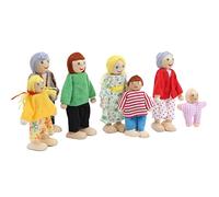 ACOGEDO Family Doll Figures Set - Pine Miniature People Toy with Soft Body and Flexible Limbs for Dollhouse Accessory (Puppet 7)