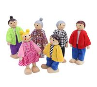 ACOGEDO Family Doll Figures Set - Soft Body & Flexible Limbs Pine Miniature People Toy, Educational Dollhouse Accessory for Play (6 Japanese and Korean puppets)