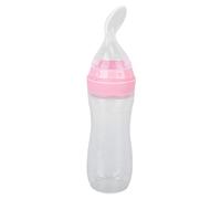 ACOGEDO Food Feeder for Elderly Patients with Soft Silicone Spoon, One-Handed Operation, Scale Design, and Transparent Blue Body for Easy Gummy Feeding (Roseate)