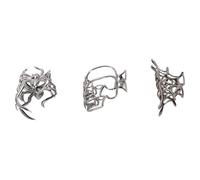 ACOGEDO Gothic Hair Clips Goth Accessories Spider Web Skeleton Skull Metal Hair Claw Clips for Women Girls Thick Silver Black 3 Piece Set (3 Pack)