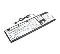 ACOGEDO Large Print Low Keyboard USB Wired for Elderly with White Letters on Black Keys - 104 Key Layout, Easy Plug and Play, 1.35 Meter Cable, Wear-Resistant ABS Material (Black)