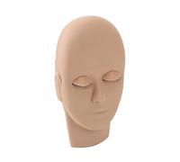 ACOGEDO Makeup Practice Face Template with Silicone Eyelids and Rubber Mannequin Design for Grafting Eyelash Training, Pink (Light Brown)