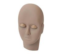 ACOGEDO Makeup Practice Face Template with Silicone Eyelids and Rubber Mannequin Design for Grafting Eyelash Training, Pink (Dark Brown)