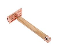 ACOGEDO Manual, Comfortable Sealing Knife Head with Zinc Alloy Brass Olive Wood Handle, Close Fitting Technology for Beard Shaving and Armpit Hair, Safe and Portable (Gold)