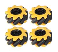 ACOGEDO Mecanum Wheel Omni Directional Robot Wheels for Smart Robot Car Accessories and Toy Components 48mm - Yellow and Black Rubber Coated Omni Wheels (Two pairs)