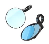 ACOGEDO Motorcycle Bar End Mirrors Round Rearview Side Mirror with Blue-Light - Glass for M8/M10 Holders - Matte CNC Aluminum - Fits CB1000R CB1300 CBR125R (Frosted Black)