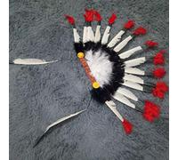 ACOGEDO Native Chief Headdress Cosplay Indian Costume Artificial Feather Head Dress Headpiece Accessories for Adults and Kids Dress Party or Costumes Tested Feathered Boys with (Assorted Color)