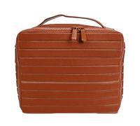 ACOGEDO Parallel Makeup Bag, Large Capacity Foldable Cosmetic Bag with Multiple Compartments Mesh Pockets for Travel Women (Brown)