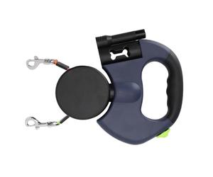 ACOGEDO Pet Walking Lead Automatic Extendable Flexible Dog Cat Traction Rope Dual Headed Hand Holding with LED LightRed You Great Will 360° Avoid Have Double-headed Convenience Rotatable (Dark Gray)