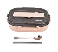 ACOGEDO Portable 304 Stainless Steel Kids Lunch Box with Soup Bowl & Utensils - Four Compartment Box for School, Travel, Picnic - Green (Pink【Free Chopsticks and Spoon】)