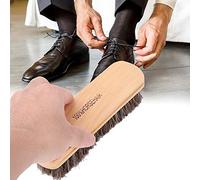 ACOGEDO Premium Horsehair Shoe Brush for Leather Care | Soft Bristles for Gentle Polishing | 2Pcs Wooden Handle Shoe Cleaning Tool for Dress | Suitable for Deashing and Oiling (Large wood color)