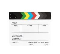 ACOGEDO Professional Acrylic Clapperboard with Color Bars Magnetic Film Slate 30x24cm Dual-Sided Whiteboard Chalkboard for Movie Photography Video Production (White)