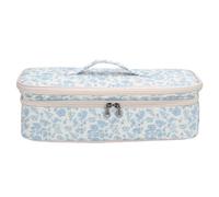 ACOGEDO Quilted Hair Dryer Travel Case,Padded Double Layer Organizer Bag with Separate Compartments for Flexstyle Flex Glam Dryers (White Background with Orchid)