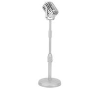 ACOGEDO Retro Microphone Props Liftable Lightweight Fake Vintage Microphone Model for Cosplay Silver the Role Your More C Retro PropsFake Vintage Prop ModelFake (Silver)