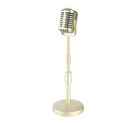 ACOGEDO Simulation Old Fashioned Microphone Model with Stable Base and Support Rod Retro Style Mic Prop Set for Photography Silver Design Retro a Exquisite Mic Classic Vintage This (Gold)