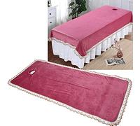 ACOGEDO SPA Beauty Bed Sheet, Massage Table Cover with Floral Pattern and Pillow Hole, for Professional Salon SPA 80x200cm (Aubergine)