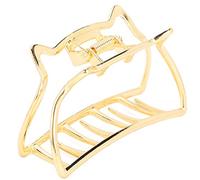 ACOGEDO Strong Hold Cat Shape Metal Hair Claw Clips for Women | Non-Slip Jaw Clips & Hair Accessories | Golden Holder for Thick, Long, and Thin (Bright Gold)