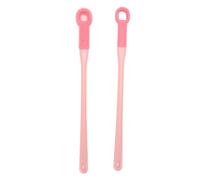 ACOGEDO Toe Cleaning Brush Long Handle Silicone Foot Scrubber No Bend Design Deep Clean Exfoliate for Shower Home Spa Pink 2 Pack (Pink)