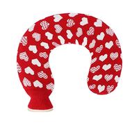 ACOGEDO U Shaped Hot Water Bag with Soft Knitted Cover for Neck and Shoulder | 1L Flexible Rubber | Portable Neck Shoulder Warmer for Winter Travel (Red Background White Heart)