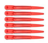 ACOGEDO Versatile Duckbill Hair Styling Clips for Salon Use - 6 Pcs Red Hair Perming Dyeing Sectioning Clips for All Types with -Resistant Metal Plate and Silicone Band (Red)