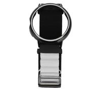 ACOGEDO Versatile Stretch Nylon Woven Loop Watch Band and Plastic Protective Bumper Case for Pixel Smartwatch - Adjustable Size in Black and White for Ultimate Comfort (White Black and Black White