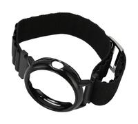 ACOGEDO Versatile Stretch Nylon Woven Loop Watch Band and Plastic Protective Bumper Case for Pixel Smartwatch - Adjustable Size in Black and White for Ultimate Comfort (Black with Black Case)