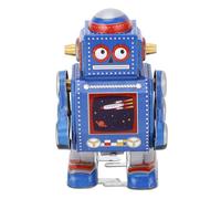 ACOGEDO Vintage Wind Up Robot Toy with Clockwork Mechanism - Handcrafted Iron Material for Decorative Display in Cafe, Bar, Restaurant - Retro Blue Design (Blue)