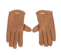 ACOGEDO Women Winter Warm Gloves Suede Fabric Touch Screen Compatible Finger Exposed Gloves for Outdoor Activities Khaki (Khaki)