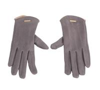 ACOGEDO Women Winter Warm Gloves Suede Fabric Touch Screen Compatible Finger Exposed Gloves for Outdoor Activities Khaki (Grey)
