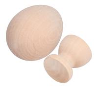 ACOGEDO Wooden Unpainted Easter Eggs for DIY Craft with Egg Cup Holder -, Safe for Kids (Ordinary Eggs)