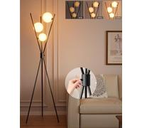 ACOHOOK 3 Globe Dimmable Tripod Floor Lamp, Mid Century Standing Lamps with 3Pcs 3000K Bulbs Included, Modern Tall Lamp for Living Room Bedroom Office-Black