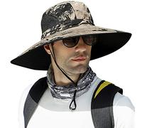 Acokac 【Oversize XXL&Wide Brim】 Sun Hats for Men,【UPF50+Waterproof】 Fishing-Hat Boonie Bucket for Hiking Safari Beach Garden, Khaki Ink, XL-XXL