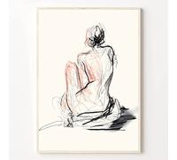 Minimalist Abstract Line Art Poster - Nude Women Body Silhouette for Living Room - Frameless 16x24inch