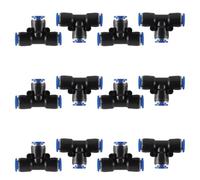 ACOLY 12 PCS 8mm 3-way T-piece, Pneumatic Plugs-in Connect, 3-way Plastic Quick Release PE Air Line Adapter(8mm)