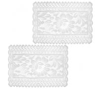 ACOLY 2 Pcs Rectangle Doilies Handmade Crochet Cotton Table Doilies Lace Table Placemats Coaster 30 x 45 cm (White)