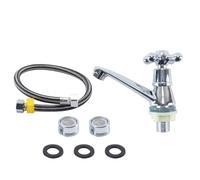 ACOLY Cold Water Tap Single Handle Bathroom Sink Tap Zinc Alloy Basin Faucet with Filter Double Head Pipe and 1/2 Inch Thread