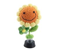 ACOLY Cute Car Dashboard Decor, Crochet Sunflower Bobble Head Shake Figure, Home Interior Decoration Gift