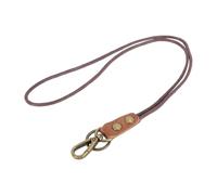 ACOLY Genuine Leather Rope Necklace Lanyard for Key ID Badge Holder, Lobster Claws Clasp, Vintage Retro Style（49cm）