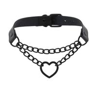 ACOLY Goth Heart Chain Choker Necklace, PU Leather Choker, Gothic Grunge Emo Necklace, Halloween Christmas Jewelry Gift for Women, Men
