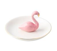 ACOLY Porcelain Flamingo Jewelry Holder Ceramic Ring Dish Organizer Decorative Pink Flamingo Jewelry Tray Display Rack for Rings