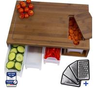 Acolyne Premium Multi Function Chopping Cutting Board Bamboo 4 Peeler Grater Board Chopping Wooden Cutting Storage Food Bamboo Large Set Drawer Container Grater Kitchen Handle Fruit Meat