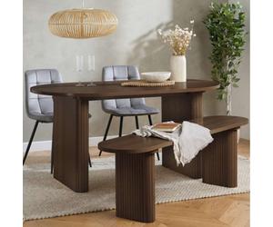Acomoda Textil Axel Oval Fluted Dining Table With 2 Chairs And Bench