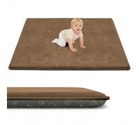 ACOMOPACK 1.3" Thick Baby Play Mat for Floor 79x118"-Large Water-Repellent&Non-Slip Memory Foam Mat for Kids,Toddlers,Soft Velvet Nursery Rug for Tummy Time&Crawling,Yoga,Tatami Style(Dark Brown)