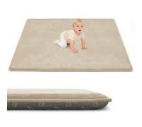 ACOMOPACK 150×200×3cm Baby Crawling Mat, Memory Foam Play Mat, Non-Slip Bottom & Soft Coral Velvet, For Nursery and Playpen, Activity Mat for Tummy Time (Beige)