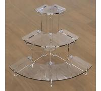 ACOMPATIBLE Acrylic Riser Display Shelf for Amiibo Funko POP Figures,3 Tier Cupcake Stand Desserts Holder,Perfume & Cologne Organizer(Big Quarter Circle)
