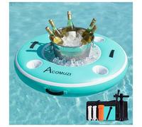 ACOMUZI 4FT Inflatable Pool Bar, Floating Bar with 4 Built-in Cup Holder, Pool Floats Adult Floating Coolers, Inflatable Drink Cooler for Lakes, Pools, Boats