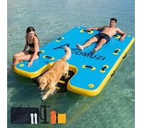 ACOMUZI Inflatable Floating Dock for Dogs & Humans, 5ft/8ft/10ft/12ft Heavy Duty Swim Platform with Water Ramp, 6" Thick Drop Stitch Portable Lake Float, Includes Pump & Bag