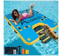 ACOMUZI Inflatable Floating Dock for Dogs & Humans, 5ft/8ft/10ft/12ft Heavy Duty Swim Platform with Water Ramp, 6" Thick Drop Stitch Portable Lake Float, Includes Pump & Bag