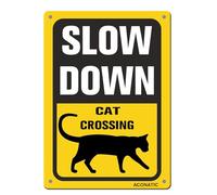 ACONATIC Slow Down - Cat Crossing Sign, 8"x12" Aluminum Metal Sign